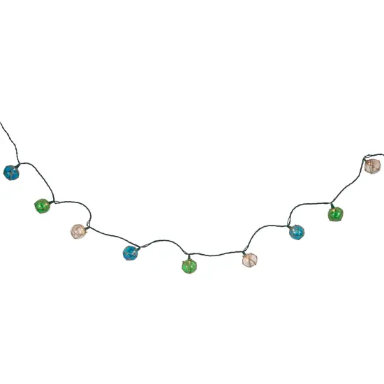 Northlight Natural Jute Wrapped Ball Patio Light Set - Blue and Green - 6' Green Wire - 10ct Multi {5}