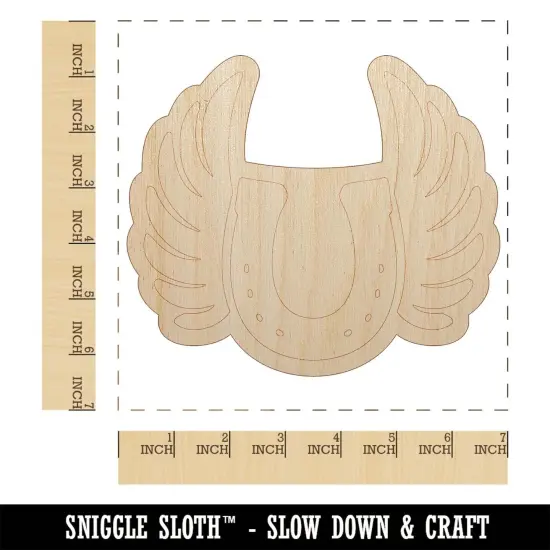 Angel Wings on Horseshoe Loss of Pet Horse Unfinished Wood Shape Piece Cutout for DIY Craft Projects {1}