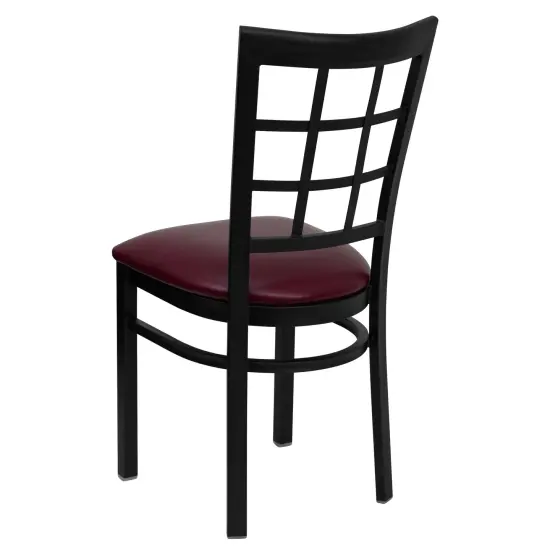 Emma and Oliver Window Back Metal Restaurant Dining Chair Cherry/BlackMetal {9}