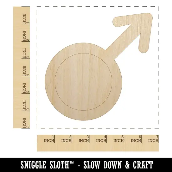 Mars Man Male Gender Symbol Unfinished Wood Shape Piece Cutout for DIY Craft Projects {1}