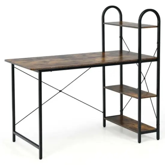 48-Inch Reversible Computer Desk with Storage Shelf Black {7}