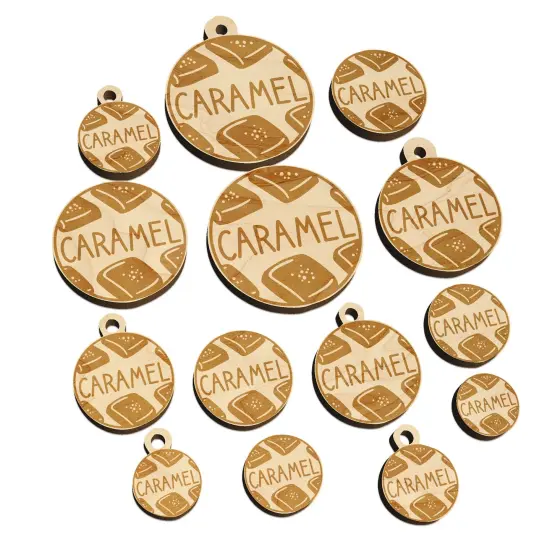 Caramel Text with Image Flavor Scent Mini Wood Shape Charms Jewelry DIY Craft {7}