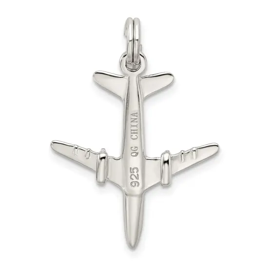 Sterling Silver Airplane Charm Airliner Pendant Jewelry 25mm x 22mm {4}