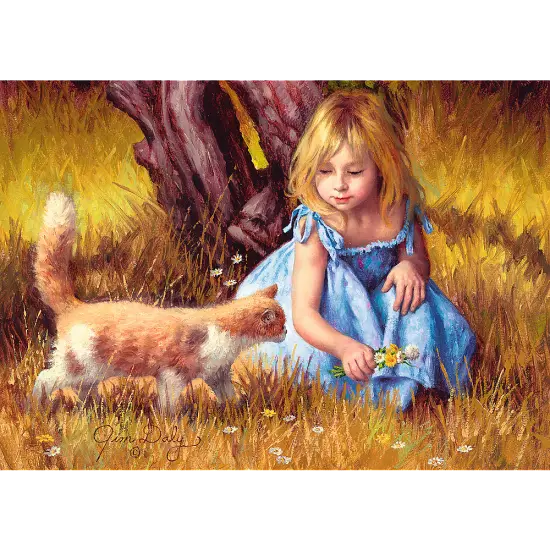 500 Piece Jigsaw Puzzles, In The Center of Attention, Jim Daly Puzzle with Little Girl and Cat, Adult Puzzles, Trefl 37291 {2}