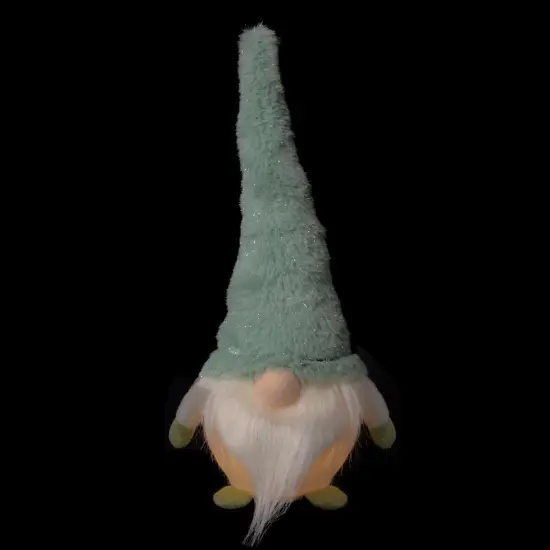 Northlight LED Lighted Plush Faux Fur Gnome Christmas Figure - 13.75" - Green {3}
