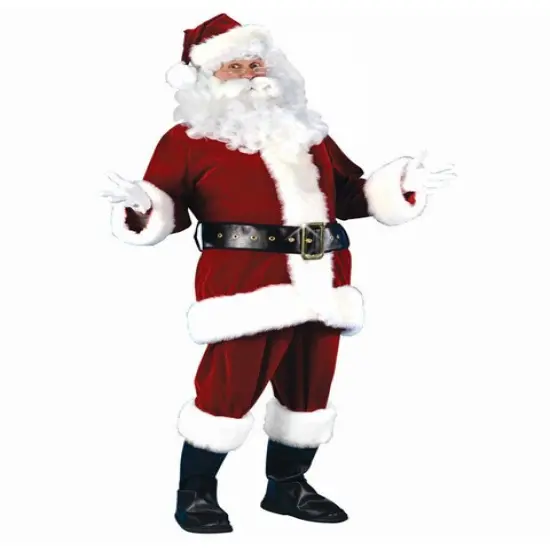 Fun World Red and White Plush Velour Santa Claus Women Christmas Costume Suit - Standard Size {1}