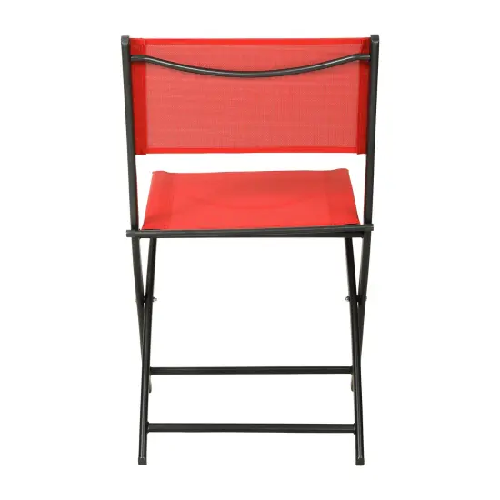 Merrick Lane Bardwell Set of 2 Versatile Flex Comfort Indoor/Outdoor Fold Chairs with Metal Frames Red {4}