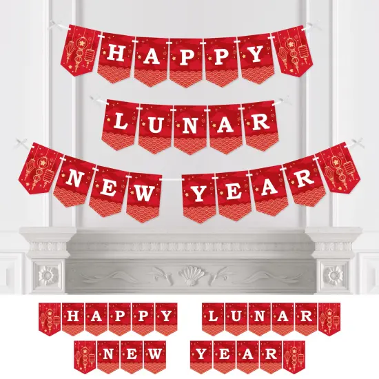 Big Dot of Happiness Lunar New Year - Bunting Banner - Party Decorations - Happy Lunar New Year {1}