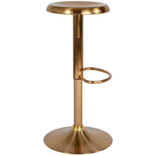 Merrick Lane Audrey Retro Style Height Adjustable Barstool with Footrest Gold {4}