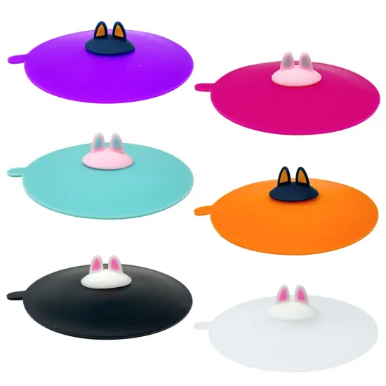 Wrapables&reg; Silicone Cup Lids, Anti-Dust Airtight Mug Covers for Hot and Cold Beverages (Set of 6) Cat Ears {1}
