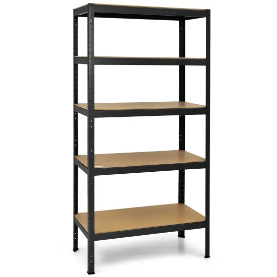 5 Tier Garage Storage Shelf Heavy Duty Steel Rack with Adjustable MDF Shelves for Home and Shop Black {3}