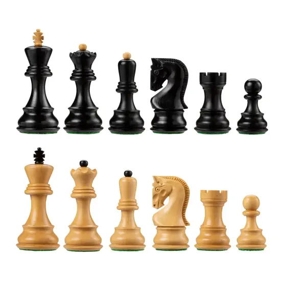 Bobby Fischer Zagreb Chess Pieces, Ebonized and Boxwood, 3.75 in. King {1}