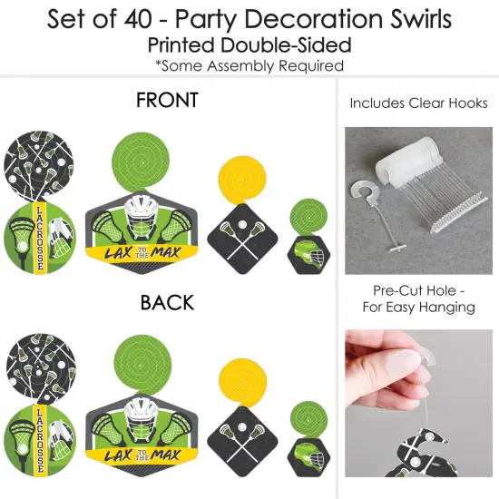 Big Dot of Happiness Lax to the Max Lacrosse Party Hanging Decor Party Decoration Swirls Set of 40 {7}