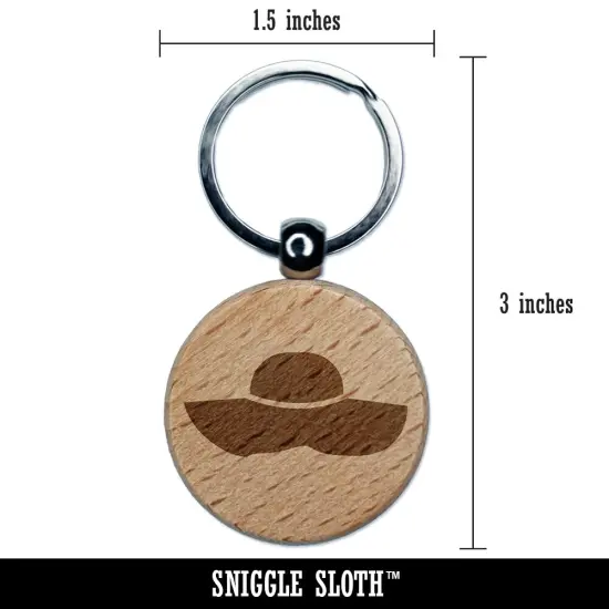 Ladies Hat Engraved Wood Round Keychain Tag Charm {2}