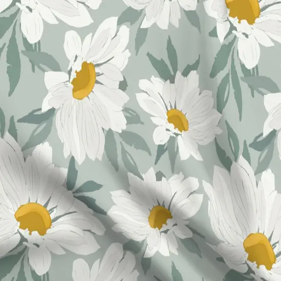 Various Fabrics by the Yard or Fat Quarter Mint Green Floral Garden Daisy Botanical Spring Party Modern Large Scale Custom Printed Fabric by Spoonflower {5}