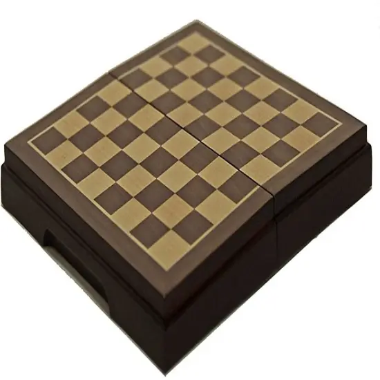 WE Games Magnetic Folding Chess & Checkers Set - Walnut Wood Finish - 8 inch for travel {4}
