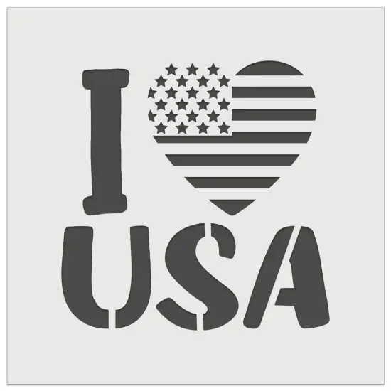 I Heart Flag USA Patriotic Fourth of July Wall Cookie DIY Craft Reusable Stencil {7}