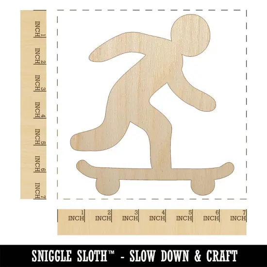 Skateboarding Man on Skateboard Unfinished Wood Shape Piece Cutout for DIY Craft Projects {1}