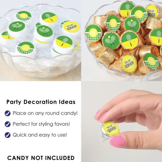 Big Dot of Happiness You Got Served - Tennis - Baby Shower or Tennis Ball Birthday Party Small Round Candy Stickers - Party Favor Labels - 324 Count {6}