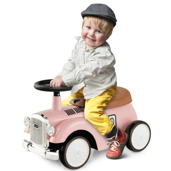 Kids Sit To Stand Vehicle With Working Steering Wheel And Under Seat Storage Pink {6}