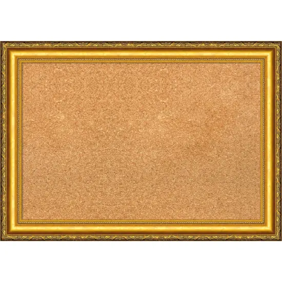 Colonial Embossed Gold Wood Framed Corkboard, Natural Cork {1}
