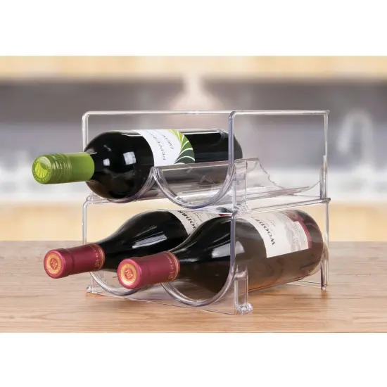 mDesign Plastic Stackable Wine Bottle Storage Organizer Rack {2}