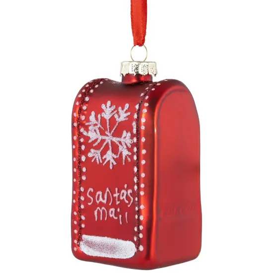 Northlight Santa's Mailbox Glass Christmas Ornament - 4" - Red {4}