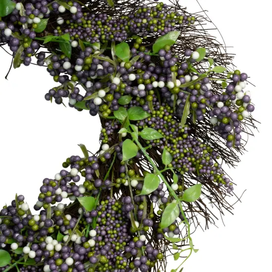 Northlight Artificial Mini Berry Fall Harvest Twig Wreath - 22" Purple {4}