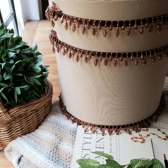 5 yards of Joanne Beaded Teardrop Fringe Trim | 5 yard cut Brown {6}