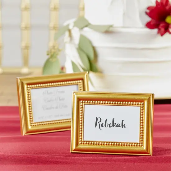 Beaded Gold Wall & Tabletop Picture Frames/Place Card Holder (Set of 6) {3}