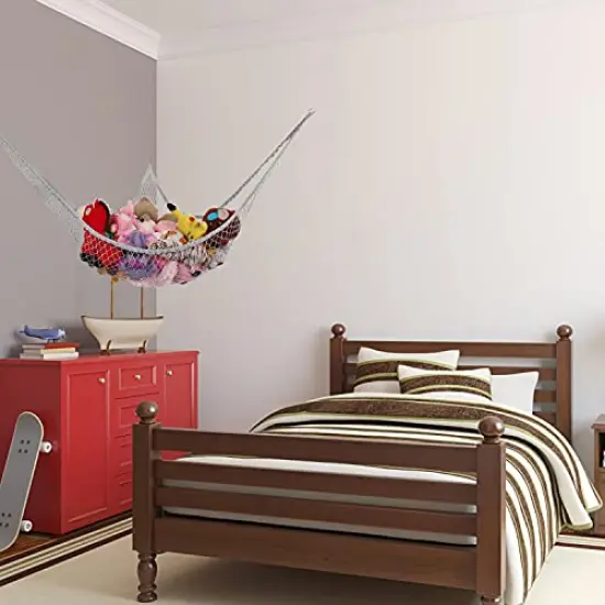 Stuffed Animals Net, Toy Hammock for Stuffed Animals, Jumbo Toy Storage Net 83" Wall Sling Corner Extra Large Kids Children Mesh Toy Net Organizer (Gray, 83 Inch) {4}