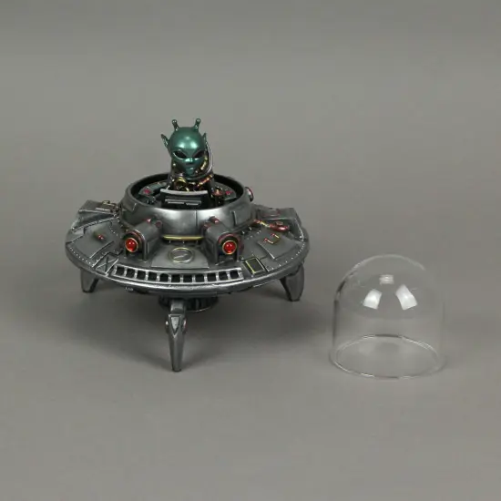 Luminescence Visitor UFO Flying Saucer Hand Painted Pewter Finish Statue {5}