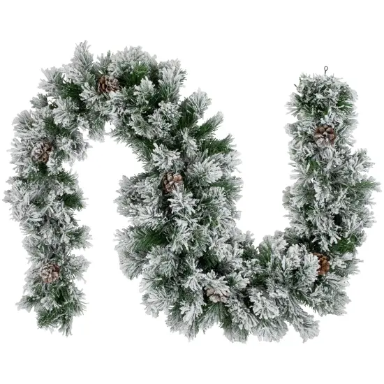 Northlight Flocked Angel Pine and Pine Cones Artificial Christmas Garland - 6.75' x 12" - Unlit Green {1}