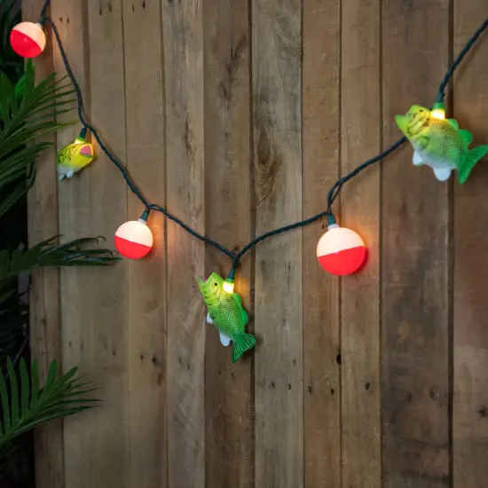 Northlight Bass and Bobber Patio Light Set - 6' Green Wire - 10ct {1}