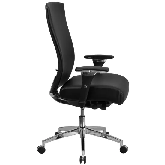 Emma and Oliver 24/7 300 lb. Rated High Back Swivel Seat Slider Lumbar Ergonomic Office Chair Black Fabric/Mesh {9}