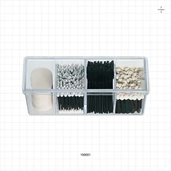 4-Compartment Makeup Organizer and Storage: Transparent Multi-functional Bathroom Closet Storage with 4 Trays and Clear Lid for Cosmetics, Cotton Balls or Sponges {2}