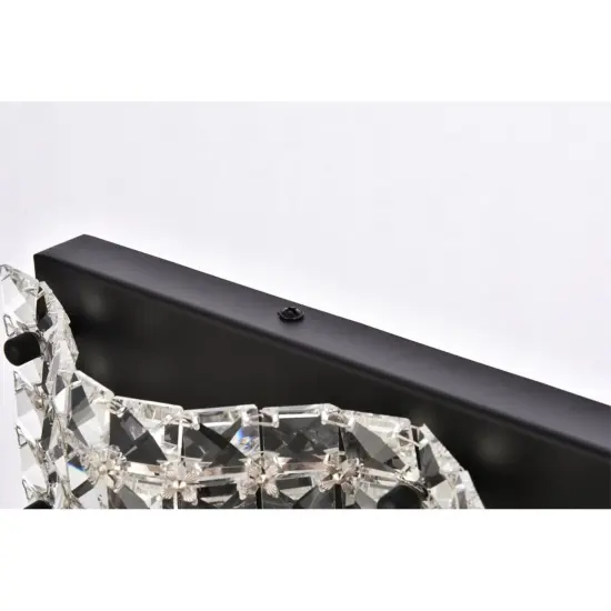 Tate 3 light bath sconce in black with clear crystals {5}