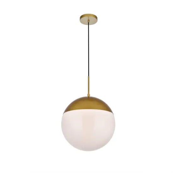 Eclipse 1 Light Brass Pendant With Frosted White Glass {3}