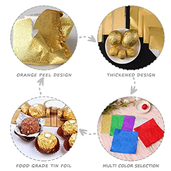 600 Pieces Foil Candy Wrappers, 4x4 inches Foil Candy Wrappers Aluminium Foil Paper, DIY Package Candy Paper Chocolate Packaging Wrapping Papers Square for Candy Packaging {6}
