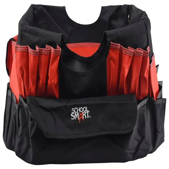 School Smart Caddy Organizer with 43 Pockets, Large, 16 x 14 x 13-1/2 Inches, Black/Red {4}