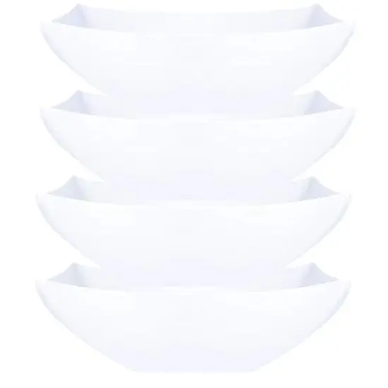 Disposable 128 ounce Square Serving Bowls, Party Snack or Salad Bowl, Extra Large Plastic Elegant White Pack of 4 {1}