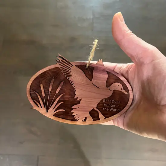 Flying Duck Best Duck Hunter in the World - Cedar Ornament {4}