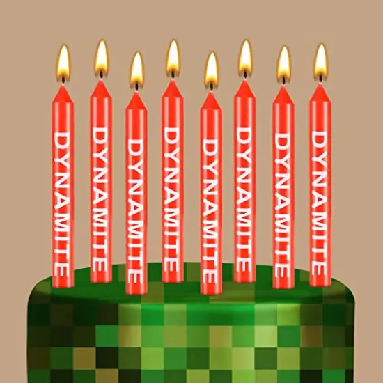 12 Pieces TNT Themed Birthday Candles Dynamite Birthday Candles TNT Cake Toppers for Cake Decoration Video Game Party Graduation Celebration and Daily Use {1}