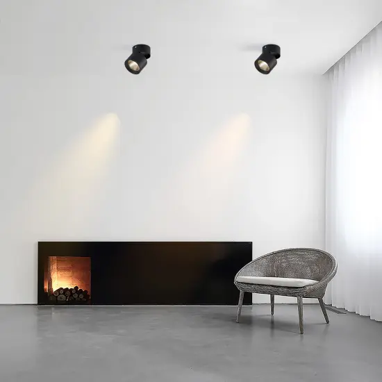 Aluminum Round LED Ceiling Spotlight with Adjustable Downlight, 15 Watt Cool White 4000K, Energy-Efficient Ceiling-Mounted Spot Lighting - Modern Fixture - for Home, Office, and Commercial Spaces Black {2}