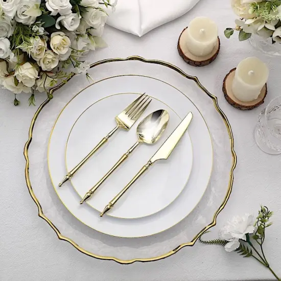 24-Piece Disposable Plastic Cutlery Set Gold {3}
