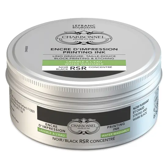 Charbonnel Water Washable Printing Ink - Black RSR, 200 ml {1}