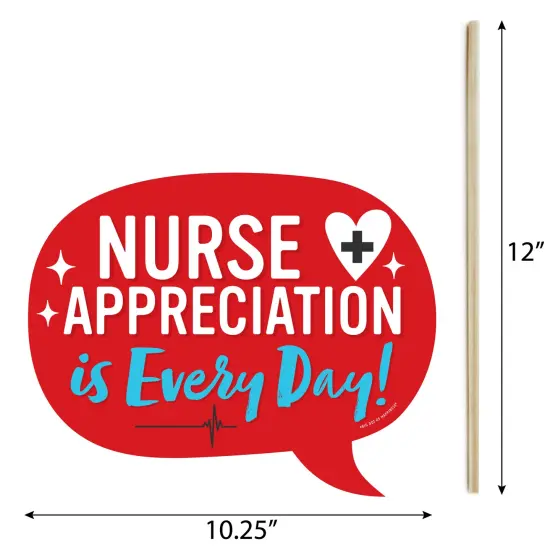 Big Dot of Happiness Funny Thank You Nurses - Nurse Appreciation Week Photo Booth Props Kit - 10 Piece {6}