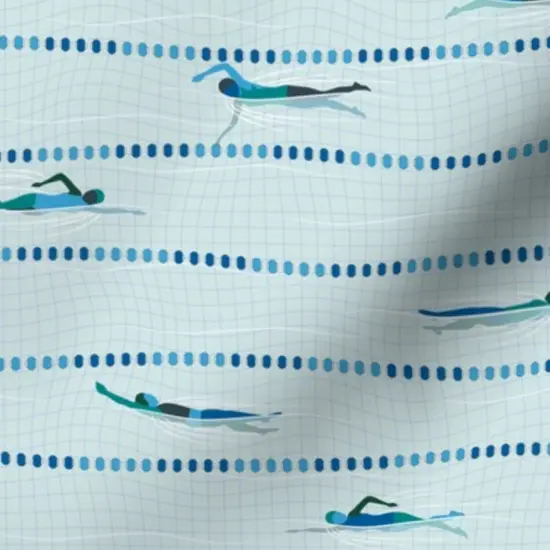 Various Fabrics by the Yard or Fat Quarter Blue Water Sports Swimmer Athlete Triathlon Pool Custom Printed Fabric by Spoonflower {7}