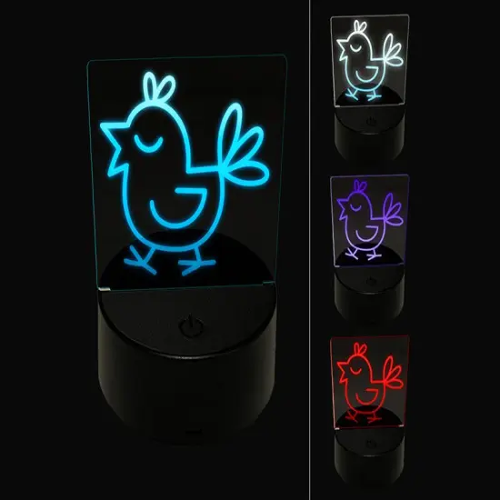 Carefree Bird Chirping 3D Illusion LED Night Light Sign Nightstand Desk Lamp {1}