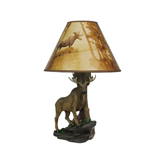 North American Bull Moose Table Lamp w/ Shade {3}